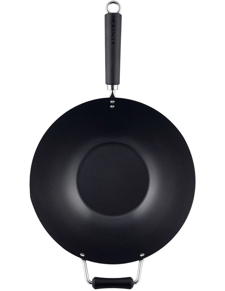 Non-Stick Carbon Steel Wok 35cm Black