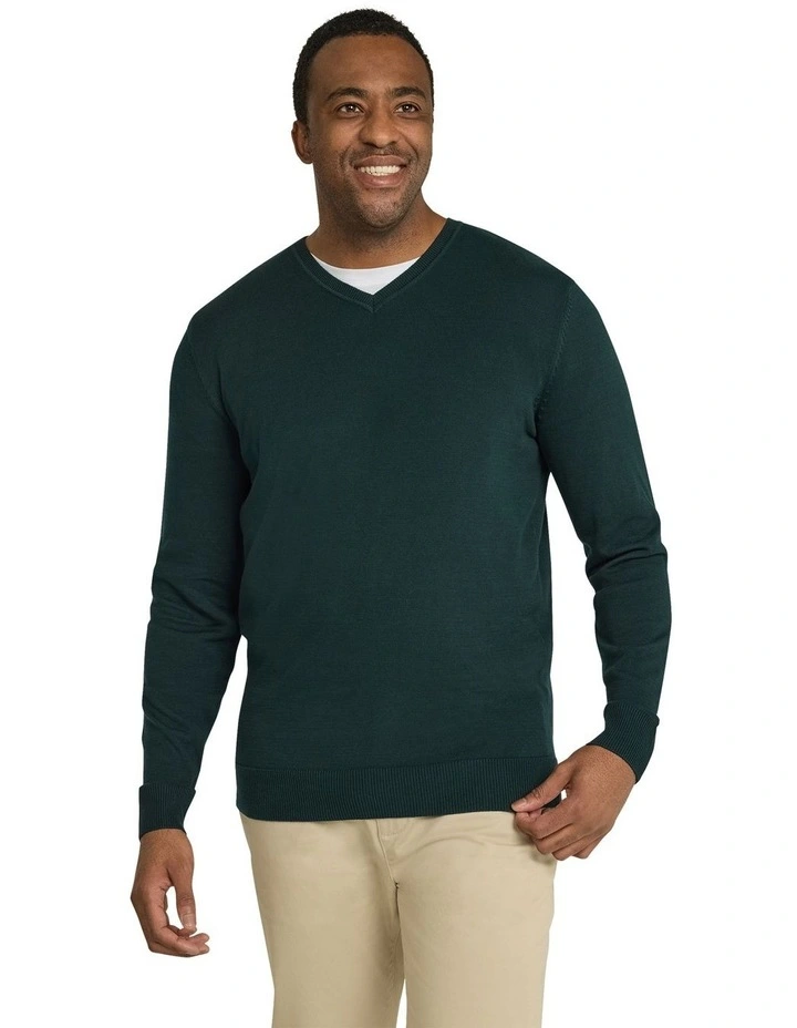 Essential V Neck Sweater in Pine