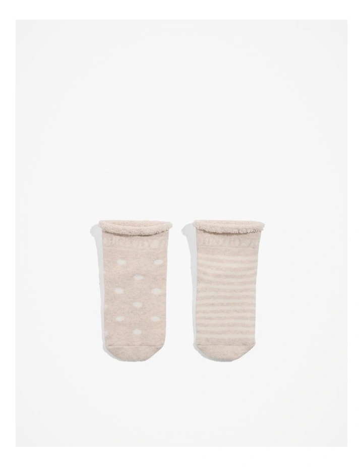 Organically Grown Cotton Newborn Sock Pack of 2 in Oatmeal Marle