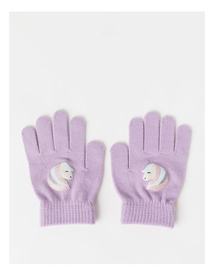 Unicorn Embelished Gloves in Purple