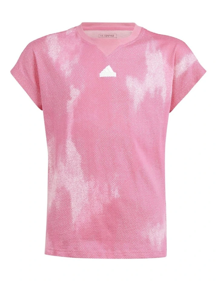 Future Icons Allover Print Cotton T-shirt in Pulse Magenta/White