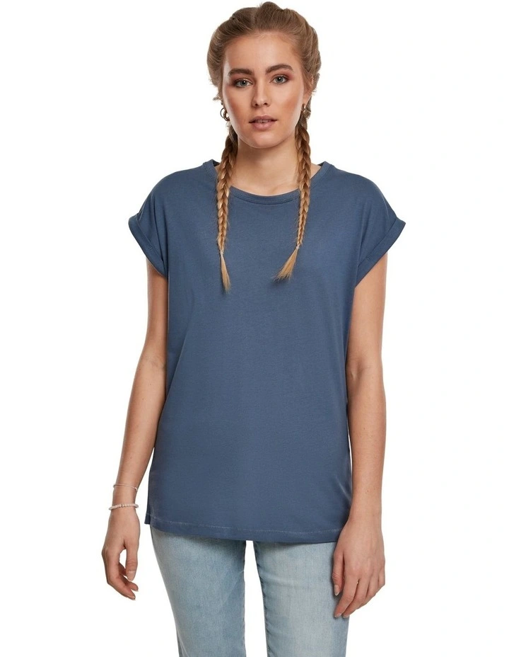 Extended Shoulder Tee in Vintage Blue