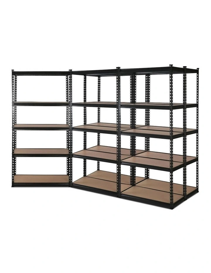 5 Shelves Steel Warehouse Storage Rack 5x0.9M in Black