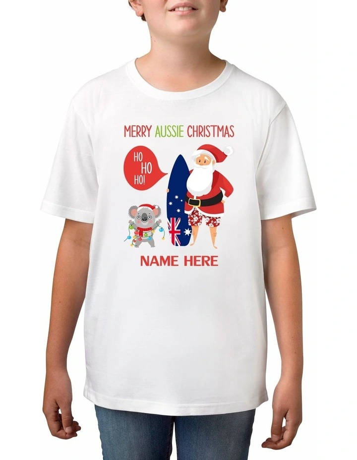 Boy's Aussie Christmas Cotton T-Shirt White