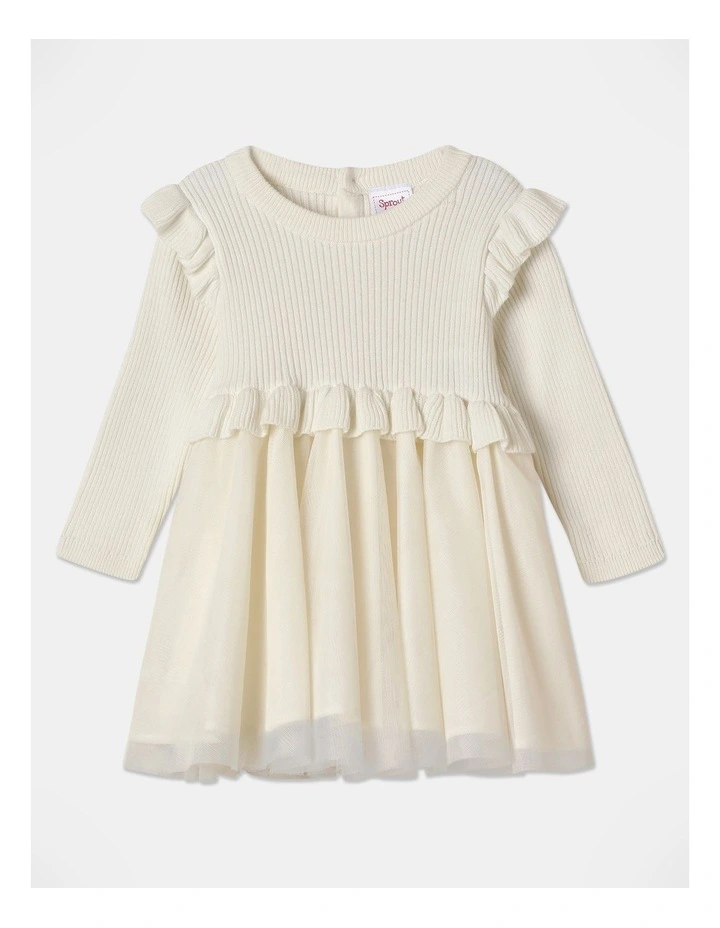 Evangaline Knit Tutu Dress in Cream