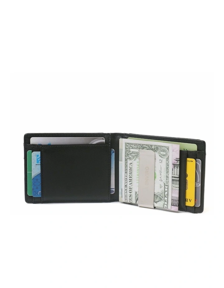 Yamba Vegan Minimalist Slim Bifold Front Pocket Wallet in Black
