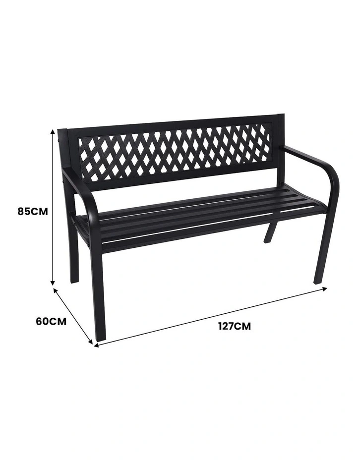 Steel Outdoor Garden Bench Lattice in Black
