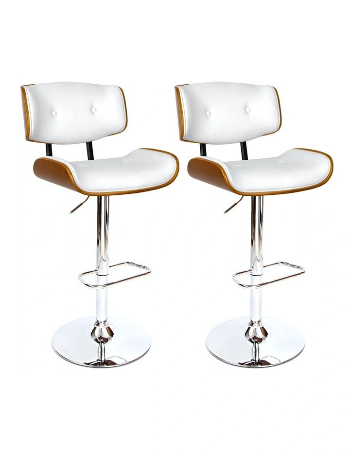 Bar Stools Kitchen Leather x2 in White