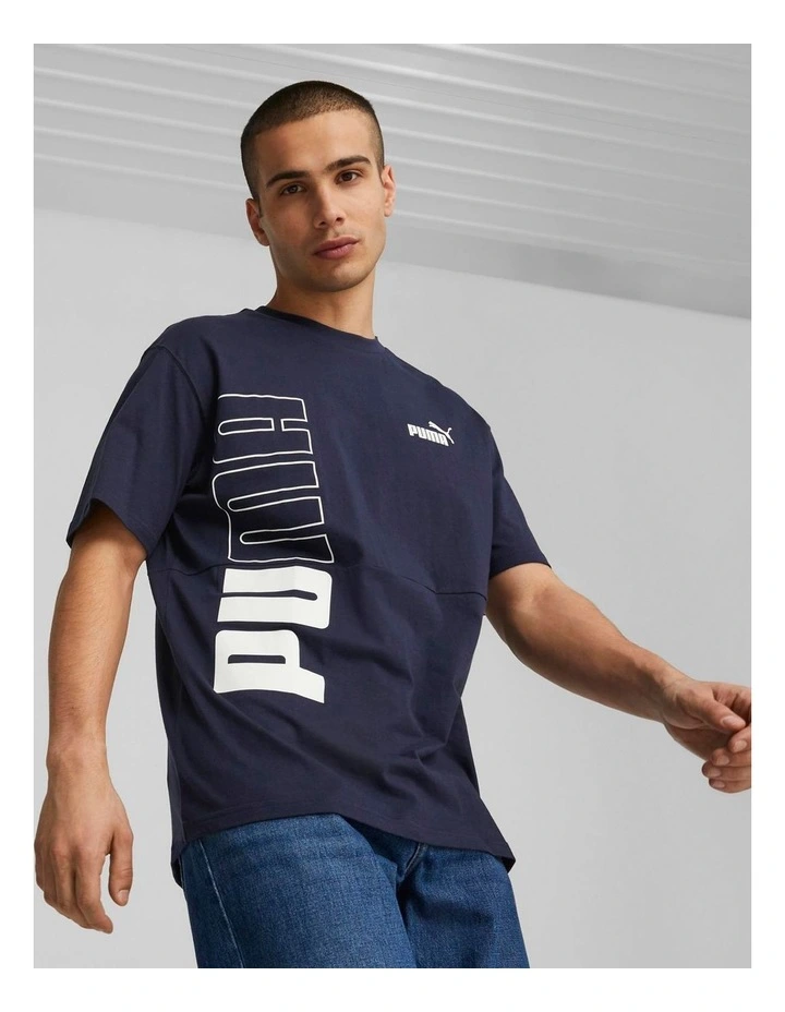 Power Colorblock Tee in Navy