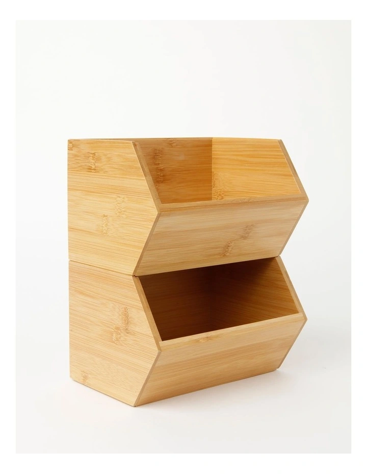 Stackable Crate 2 Piece Set 15x20x12.7cm in Bamboo