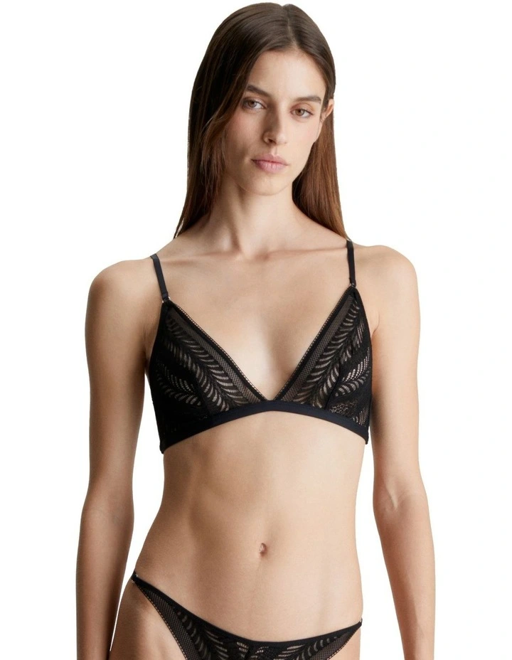 Minimalist Micro With Lace Unlined Triangle in Black