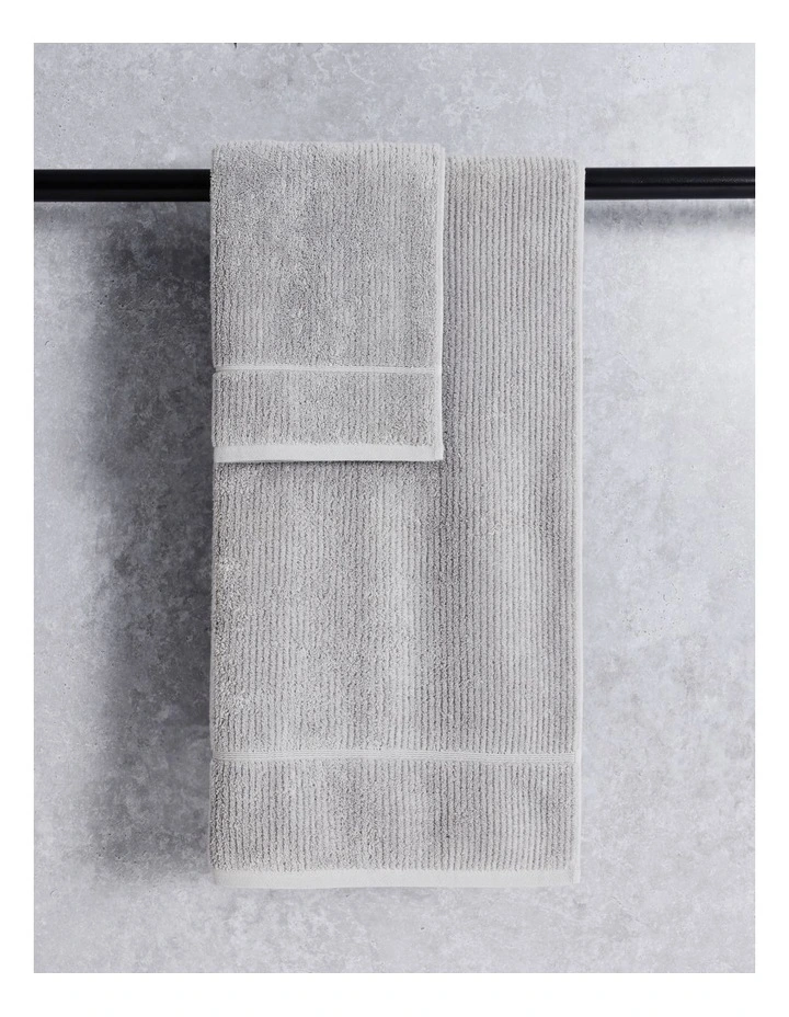 Combed Cotton Ribbed Towel Range in Silver