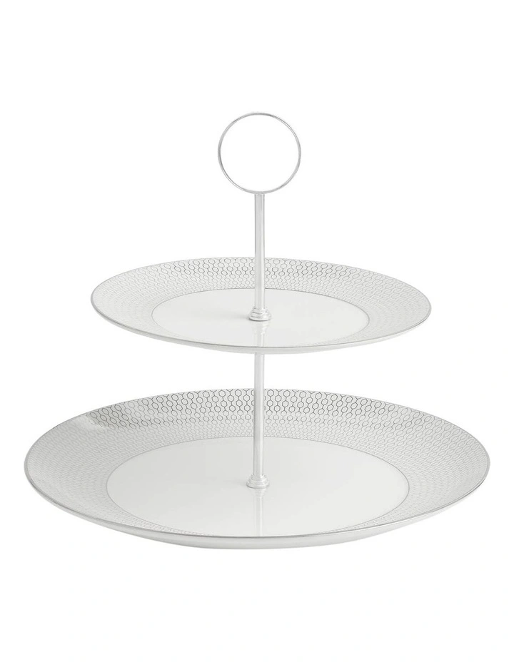 Gio Platinum 2 Tier Cake Stand in White