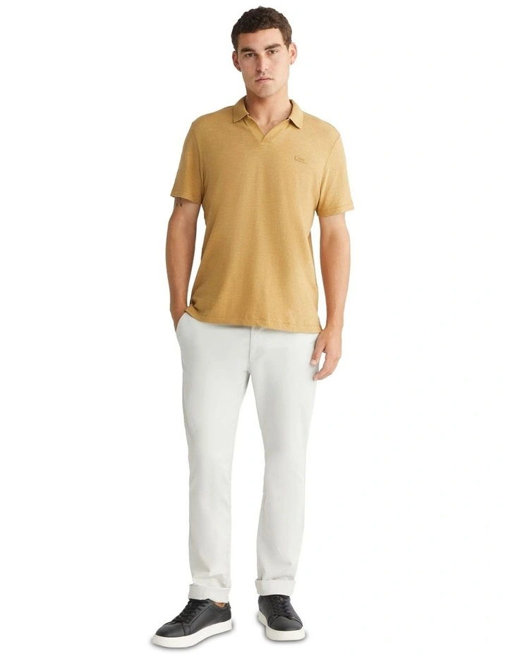 Linen Blend Polo in Khaki