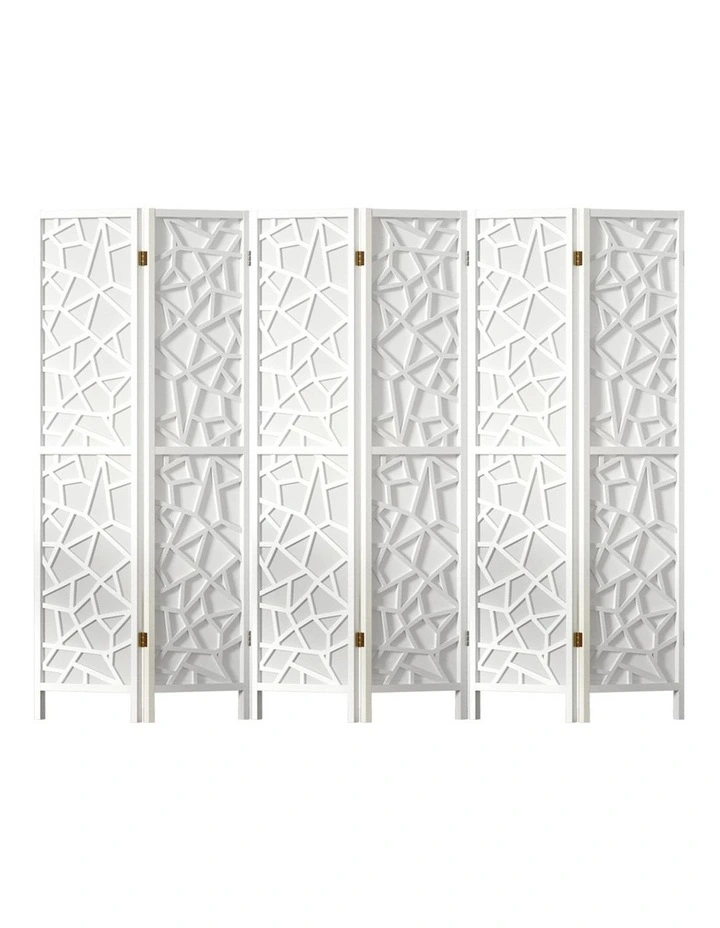 6 Panel Room Divider Screen 244x170cm in Clover White