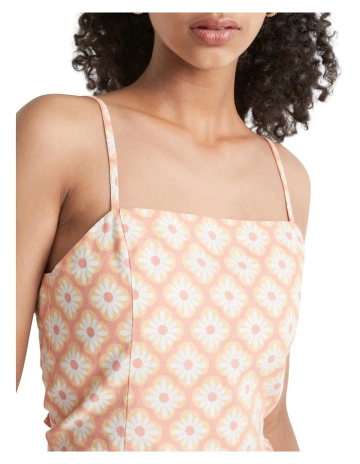 Linen Geo Top in Papaya