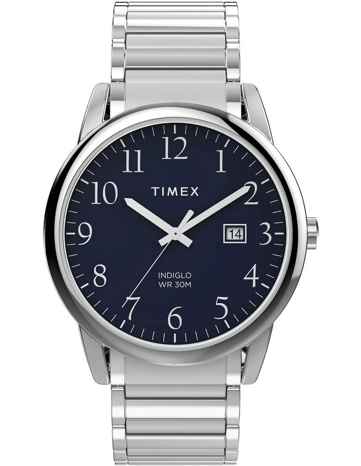 Oversized Easy Reader Stainless Steel Watch in Silver