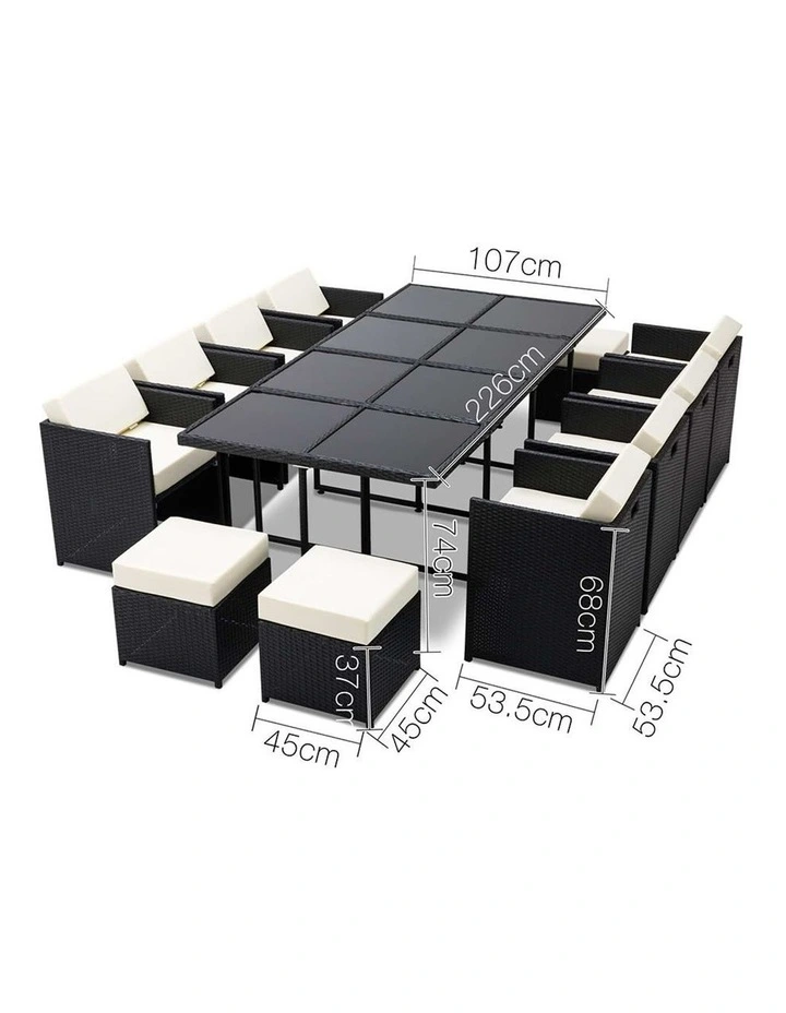 13 Piece Wicker Outdoor Dining Table Set