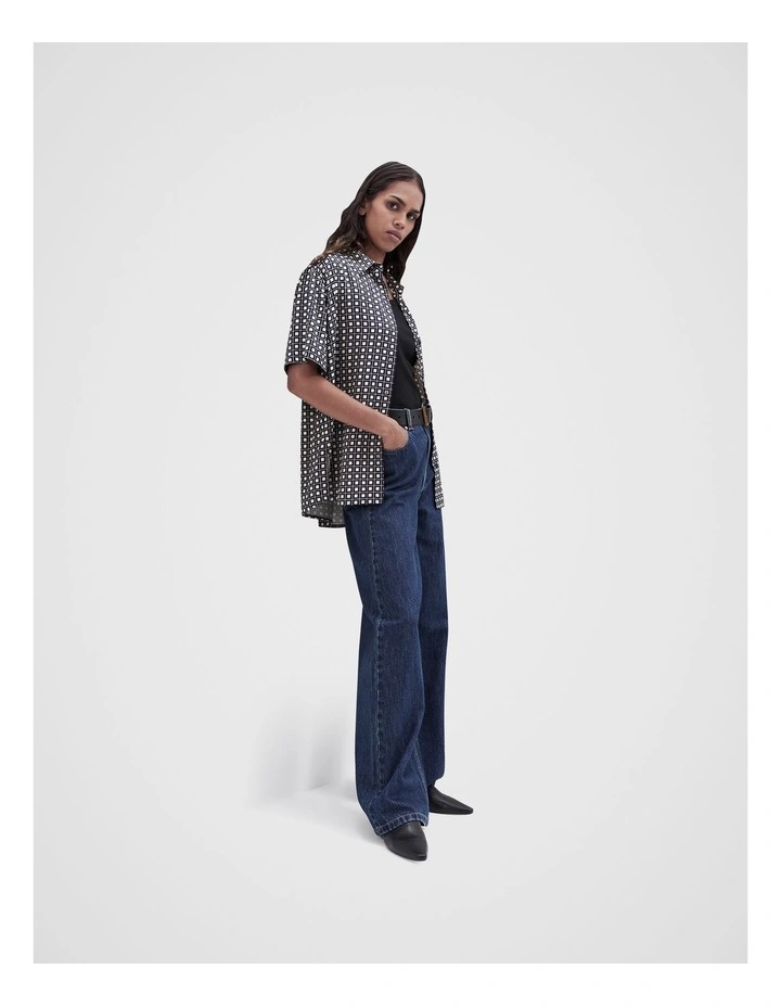 Grid Print Shirt in Blue