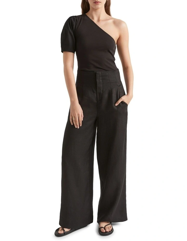 One Shoulder Poplin Sleeve Top