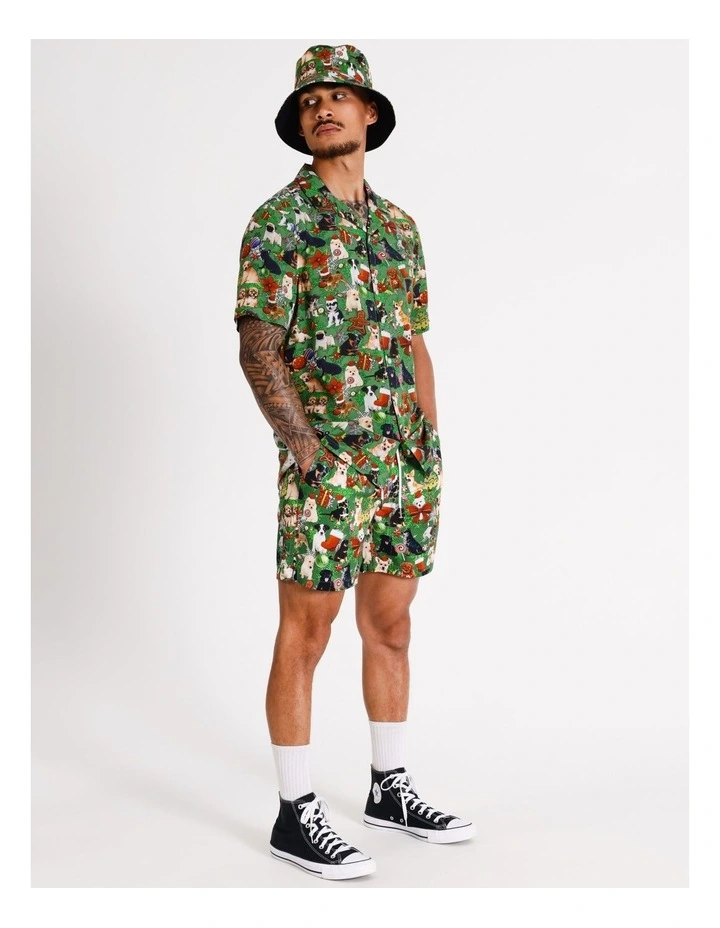 Christmas Doggos Print Short in Green