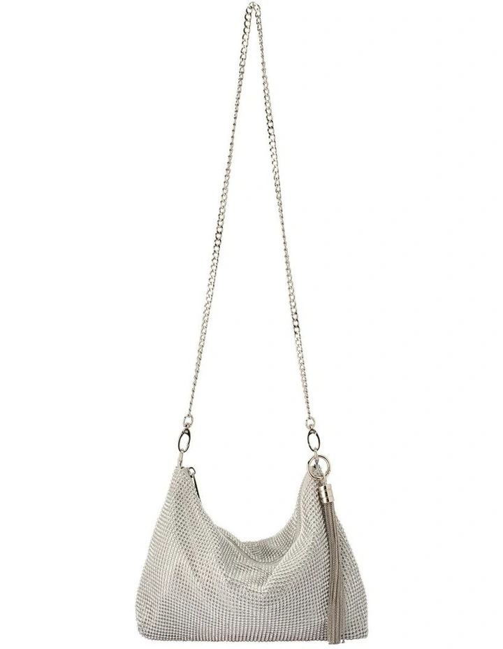 Jace Crystal Shoulder Bag in Silver