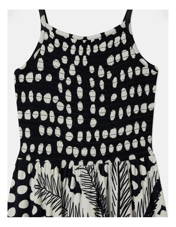 Shirred Dress in Navy