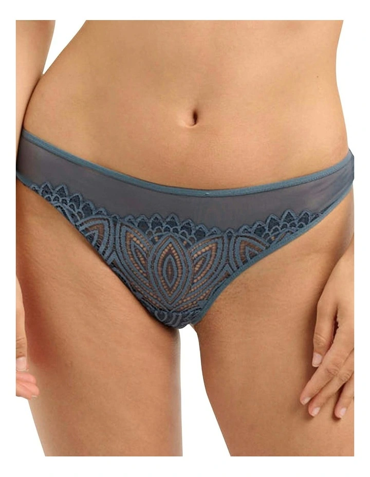 Lisa High Cut Brazilian Lace Brief in Vintage Indigo