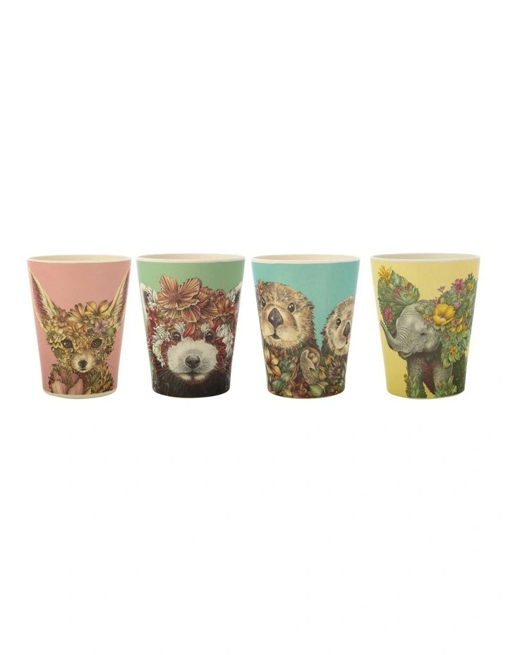 Marini Ferlazzo Wild Planet Bamboo Tumbler 275ML Set Of 4 Assorted Boxed