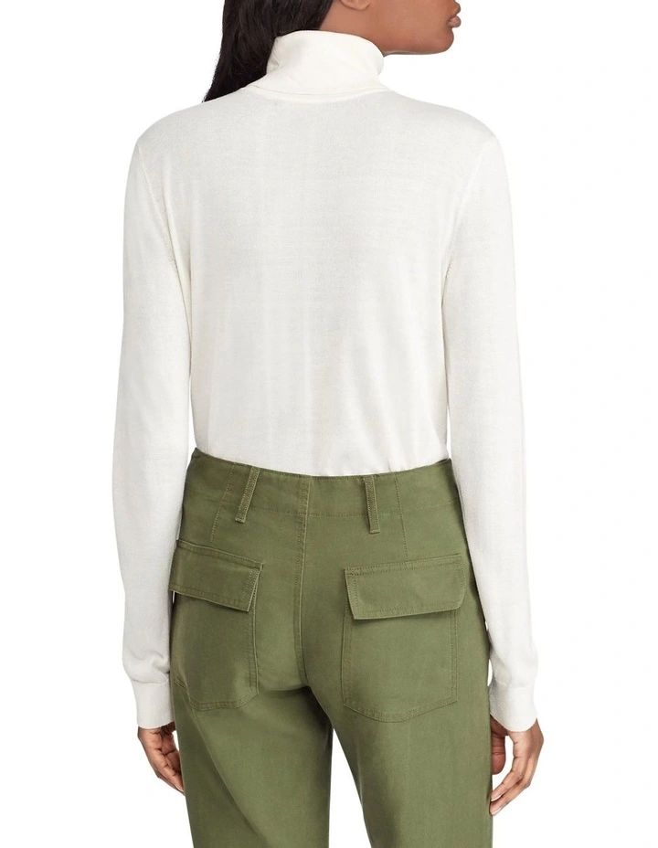 Silk-Blend Turtleneck White