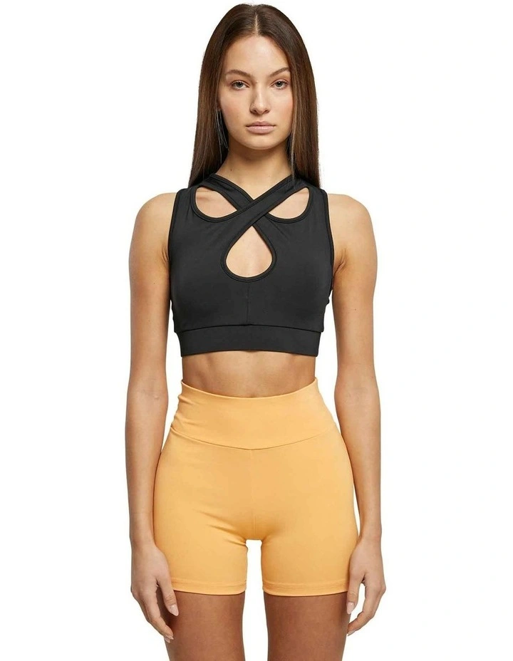 Crossed Sports Bra in Black