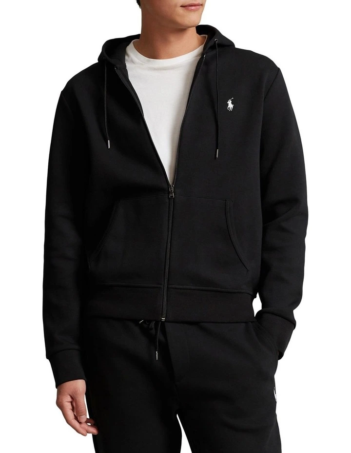 Double Knit Full Zip Hoodie in Black