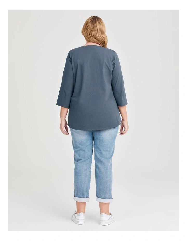Australian Cotton 3/4 T-shirt in Indian Ink