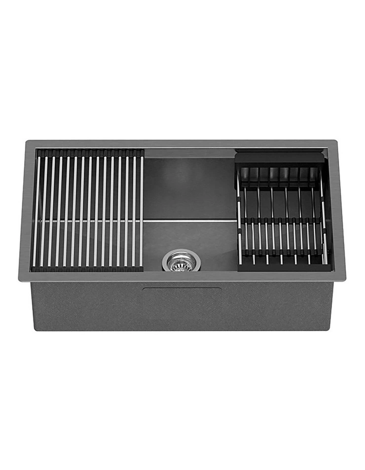 Kitchen Sink Single Bowl Drain Rack Basket 70X45cm in Black