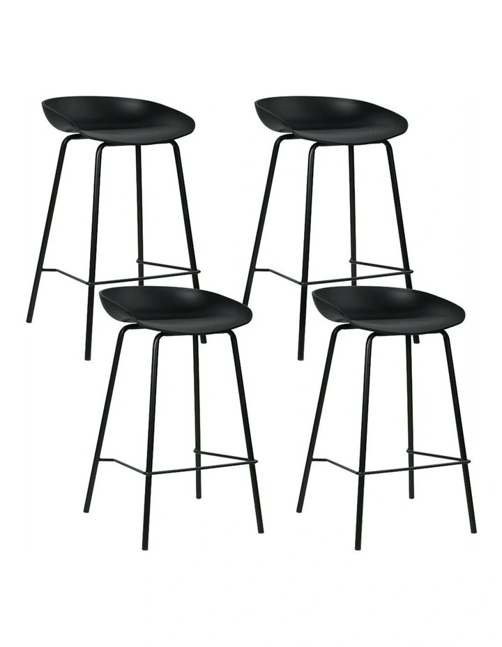 Kitchen Chairs Metal Barstools x4 in Black