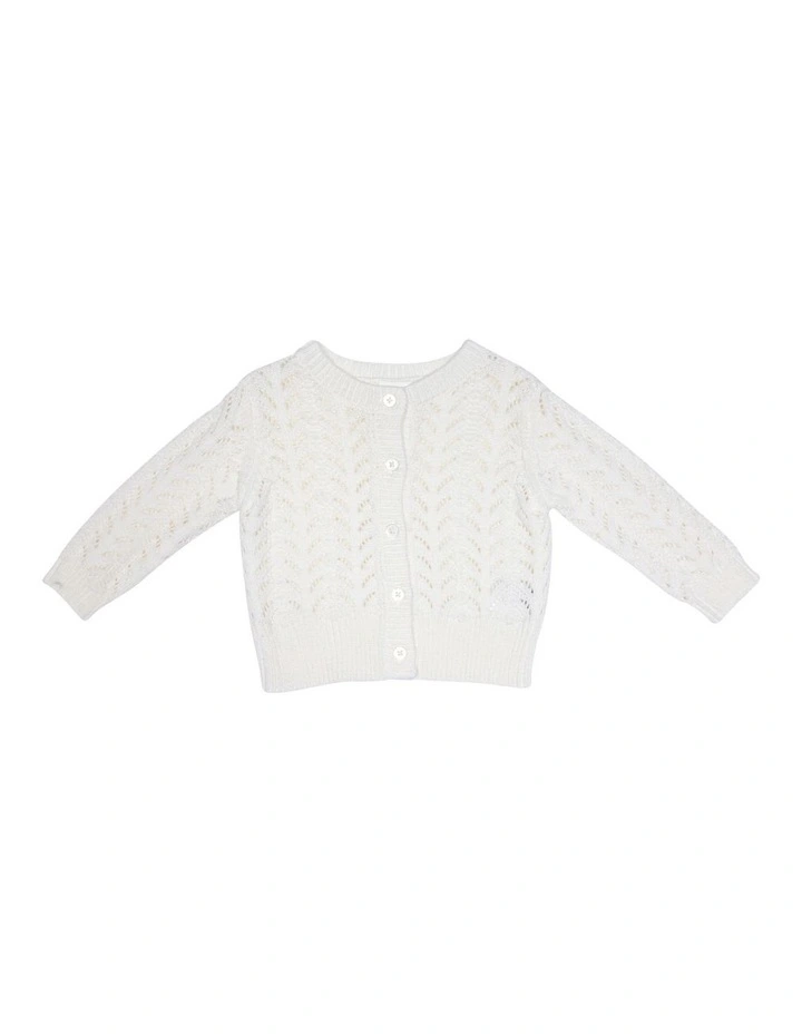 Pointelle Cardigan in White