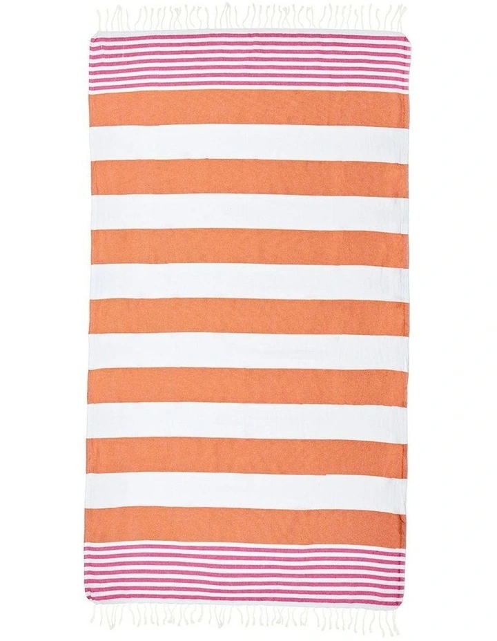 Thin Turkish Towel in Orange/Pink