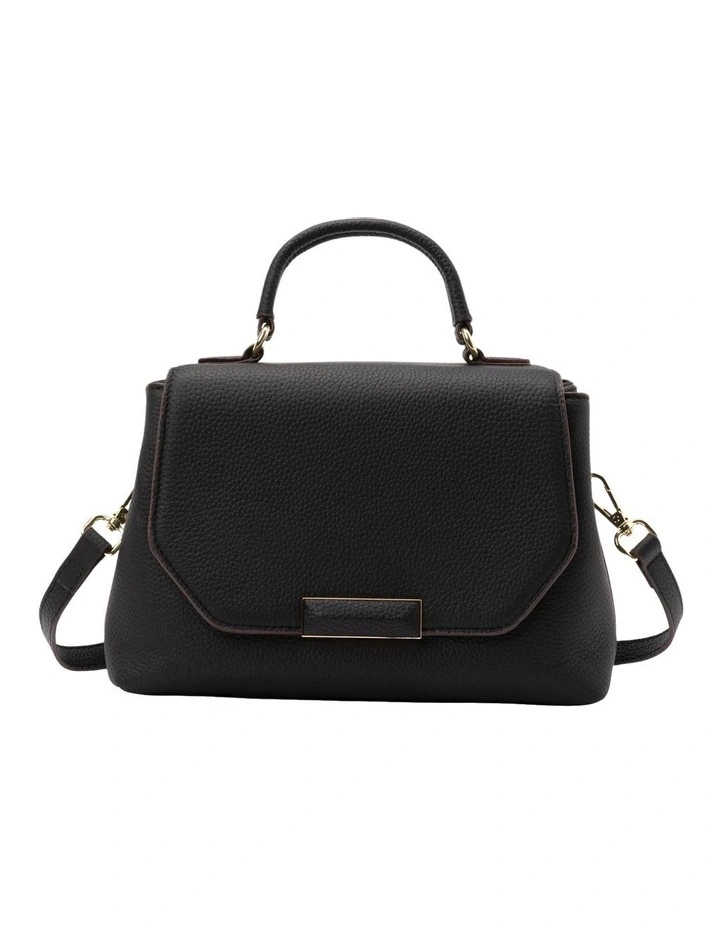 Nadine Leather Top Handle Crossbody Bag in Black