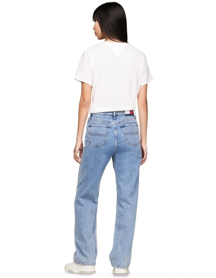 Betsy Mid Rise Wide Leg Faded Jeans in Blue