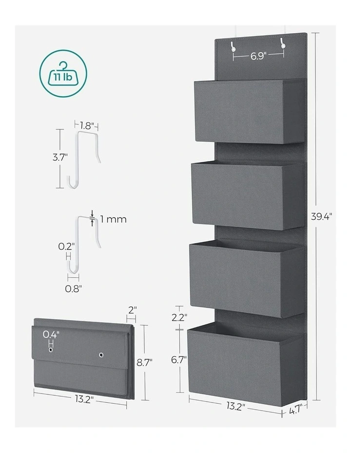 Hanging Closet Organizers and Storage in Grey