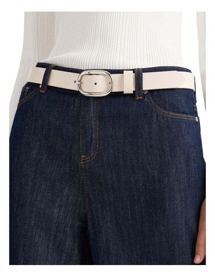 Kumru Leather Belt in Bone