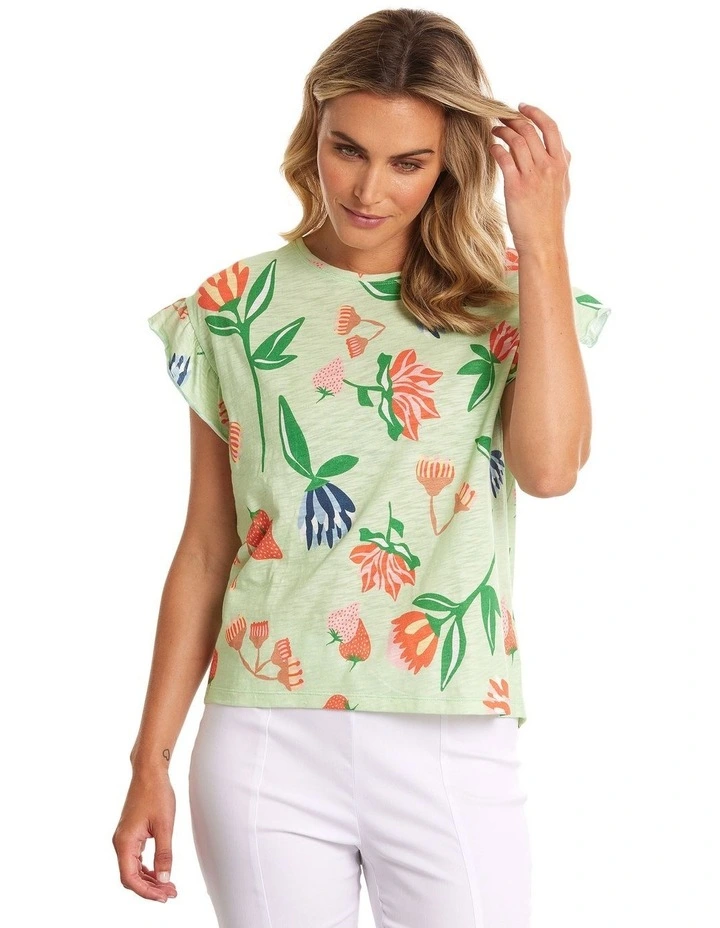 Frill Sleeve Tee in Botanica