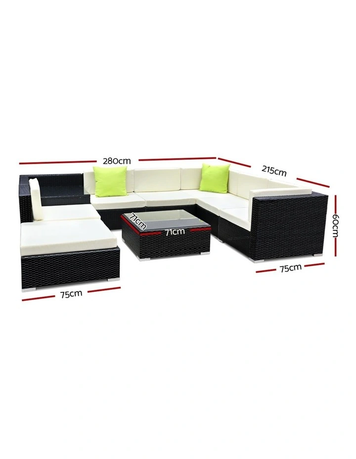 9 Piece Outdoor Furniture Set Wicker Sofa Lounge