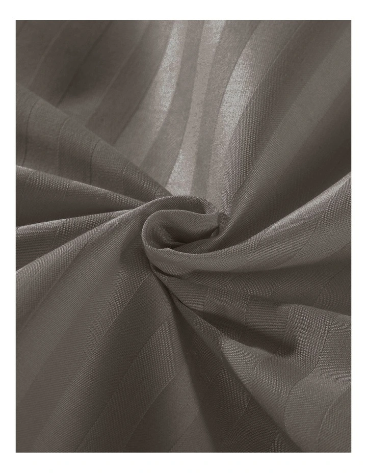 1200 Thread Count Cotton Striped Queen Quilt Cover Set in Charcoal