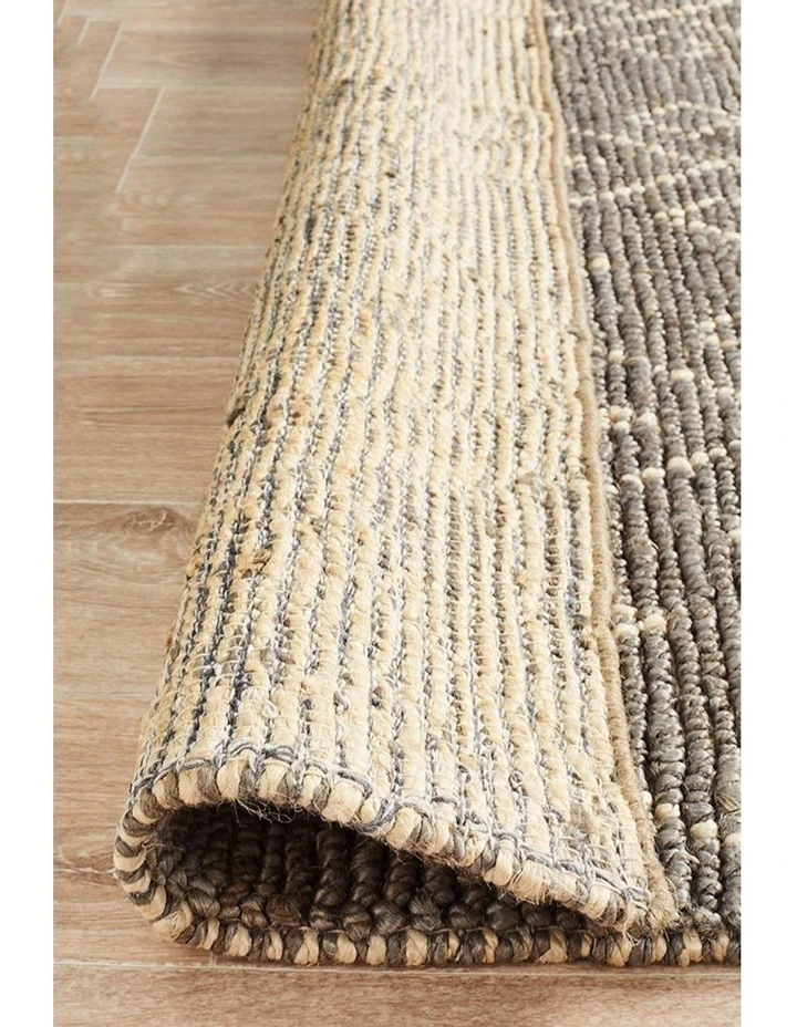 Kenya Misu Hand Woven Tribal Jute Rug in Silver