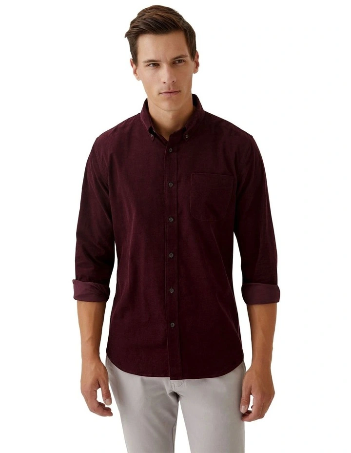 Portland Corduroy Cotton Shirt in Port