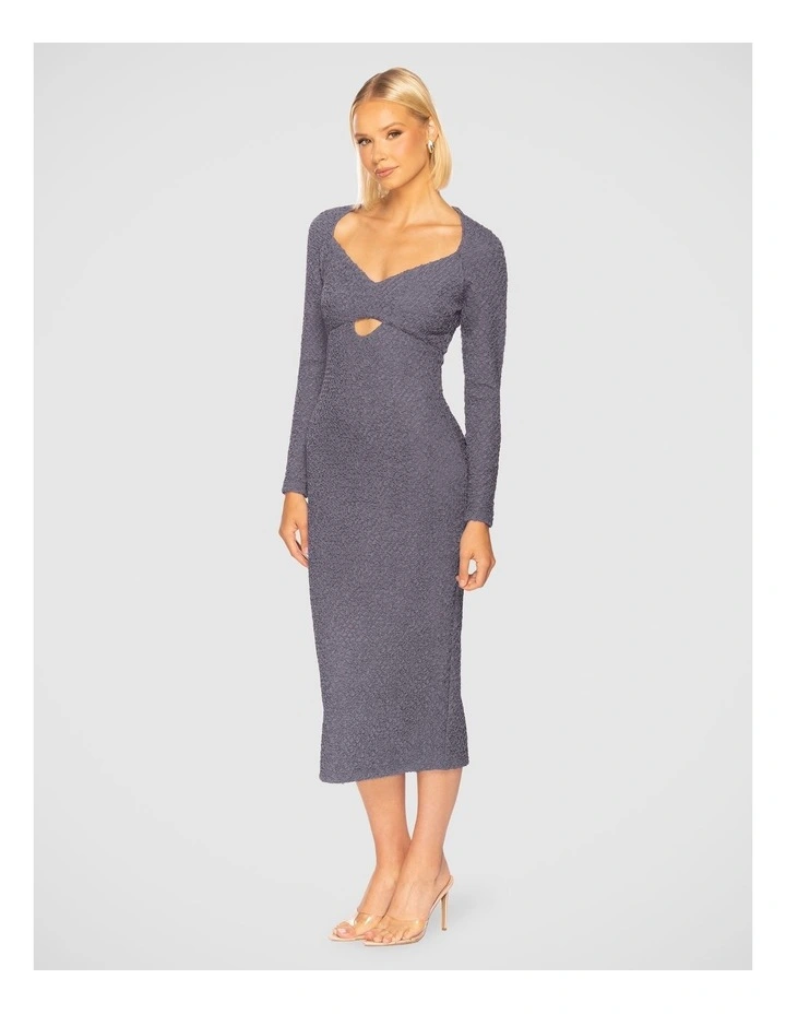Caris Long Sleeve Midi Dress in Charcoal