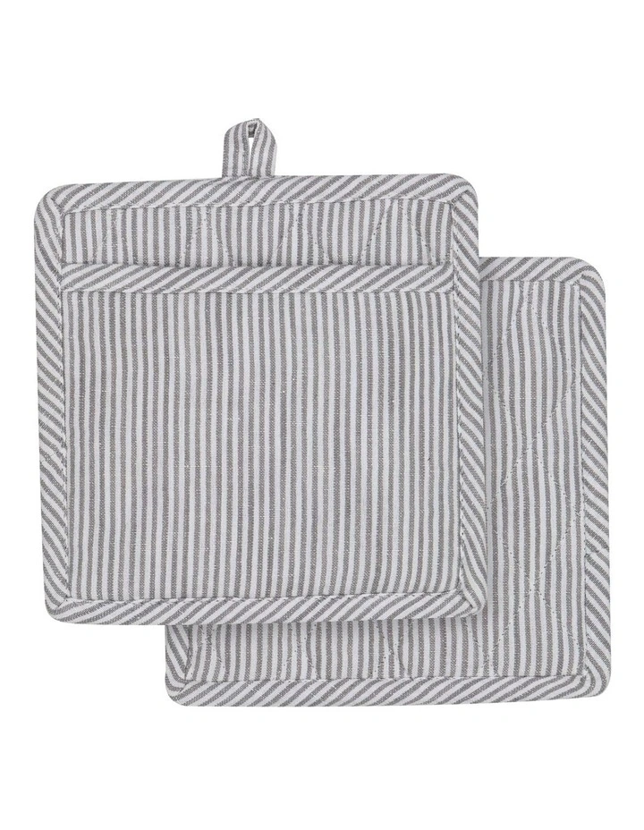 Lina Stripe Pot Holder 2 Pack in Grey
