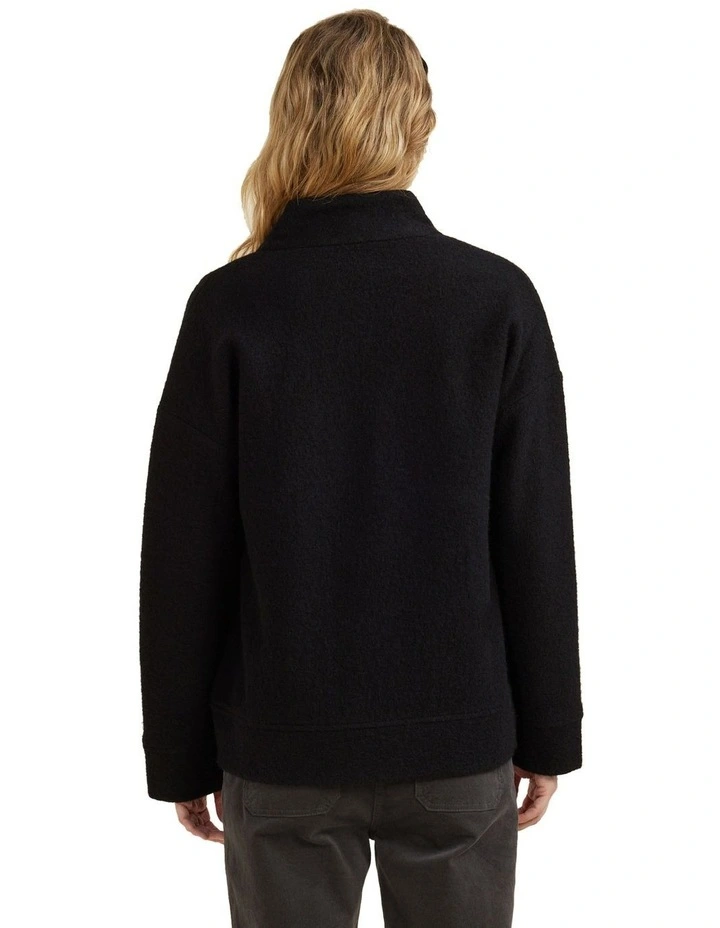 Cropped Wool Jacket in Black