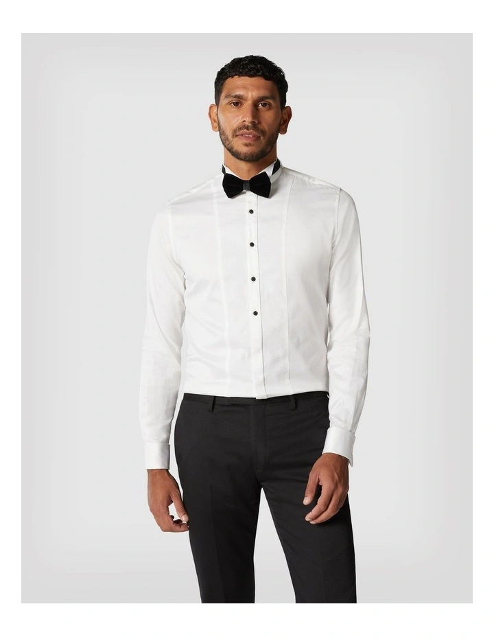 Long Sleeve Fly Collar Shirt in White